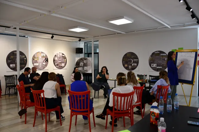 Workshop on arts-based practices. Photo by: Colton Harrington, PCRC